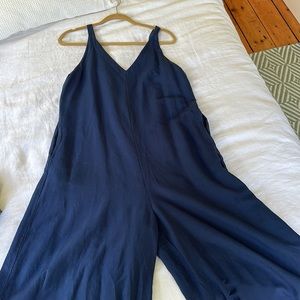 Oversized blue Uniqlo wide legged jumpsuit